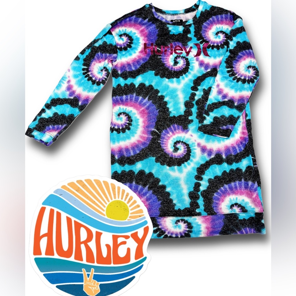 Hurley Kids' Spiral Tie-Dye Sweater Dress L